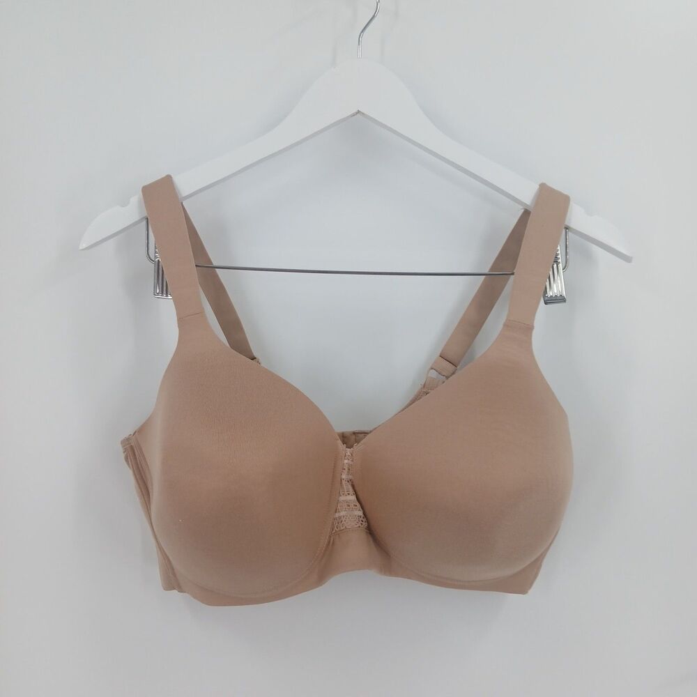 womans Vanity Fair Beige Nude Wireless Full Coverage Bra Size 40DD